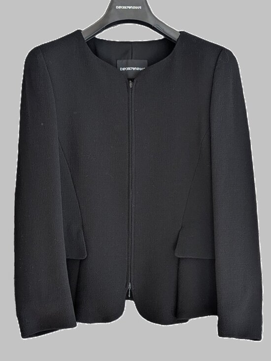 Emporio Armani Jackets & Blazers - Emporio Armani, Black Wool contemporary, short jacket - Size EU44